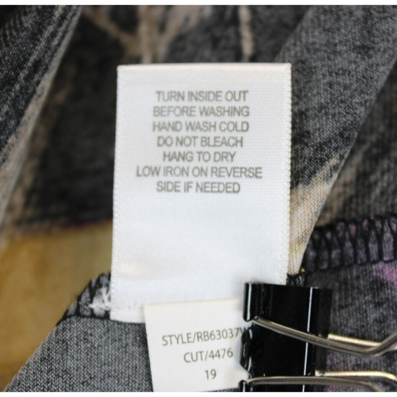 Signature By Robbie Bee Dress Faux Wrap Knot Women 1X Black Printed 3/4 Sleeve - Picture 12 of 14